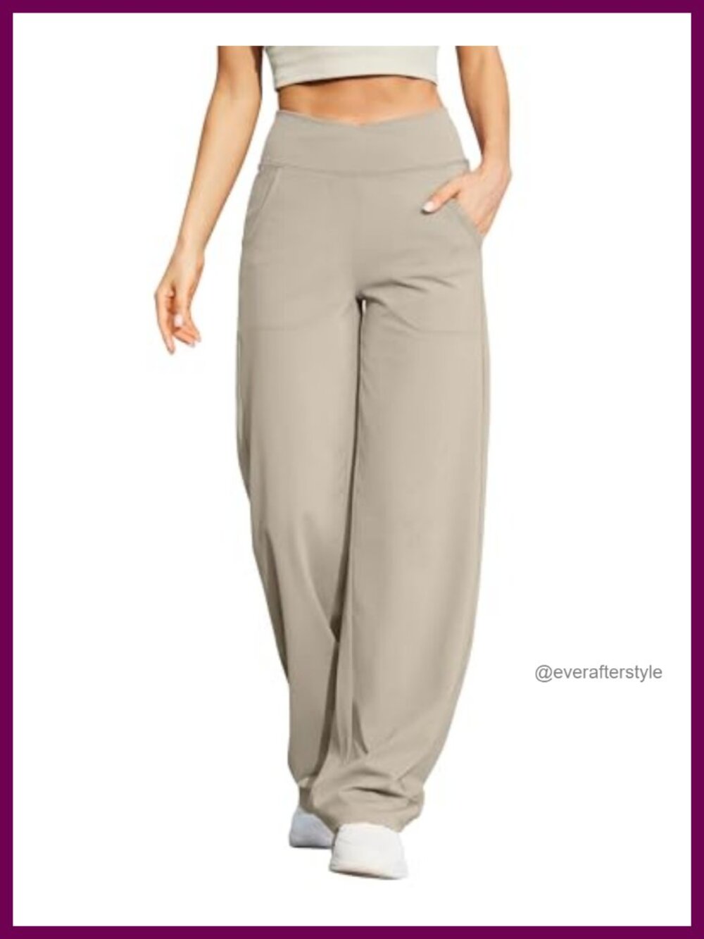 Women's Wide Leg Yoga Pants Crossover High Waist with Pockets